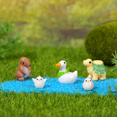 Cute Cartoon Miniature Animal Resin Ornaments Micro Landscape Figurine For Moss Potted Plant Fairy Garden Desktop Decoration