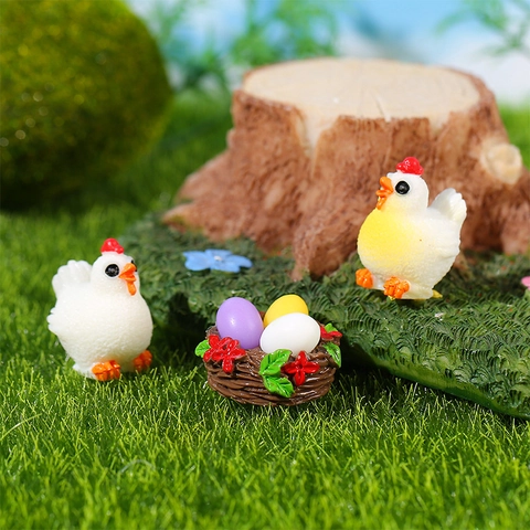 Miniatur Harz Simulation Küken Und Vogelnest Eier Figur Für Mikrolandschaft Sukkulenten DIY Garten Haus Deko