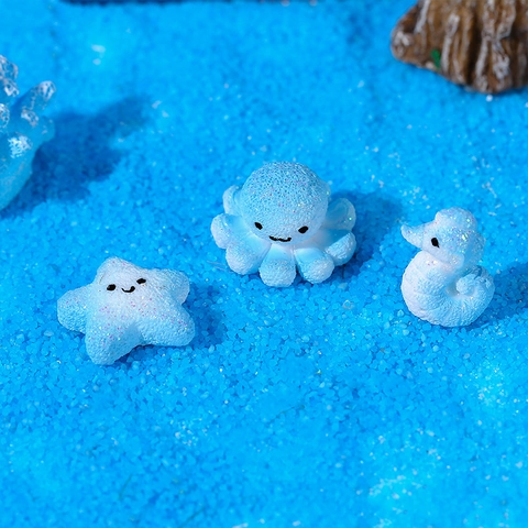 Mediterranean Resin Ocean Animal Mini Ornaments Glitter Starfish Seahorse Octopus Figurine For Micro Landscape DIY Decor