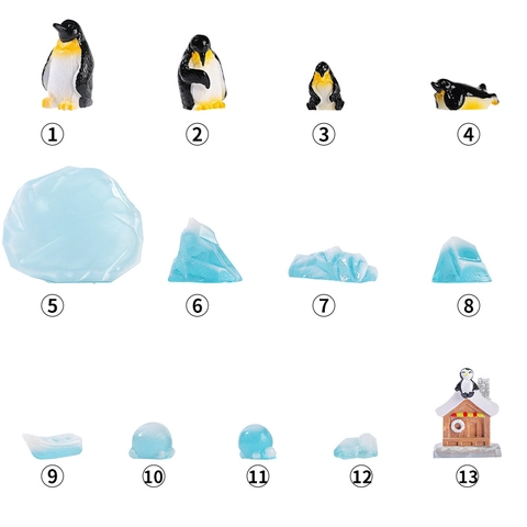Mini Penguin Figurine Polar Animal Micro Landscape Resin Ice Cube Igloo Ornament DIY Fairy Garden Terrarium Desk Decor