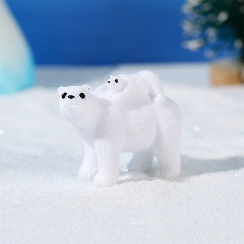 Miniature White Polar Bear Resin Figurines Animal Ornaments For Micro Landscape Succulent DIY Garden Cake Topper Home Decor