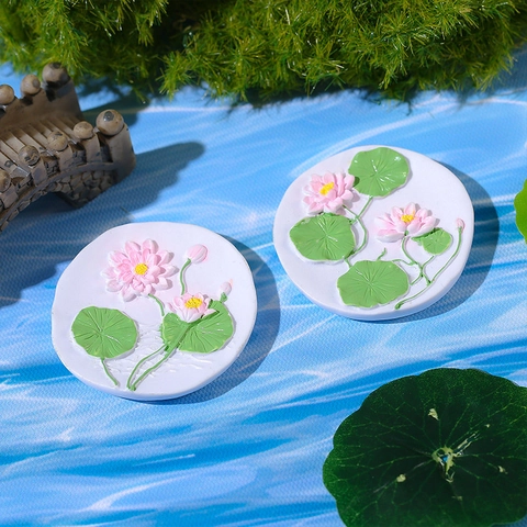 Creative 3D Resin Lotus Fridge Magnet Decorative Simulation Flower Floral Round Magnetic Patch For Home Kitchen Decor Gift