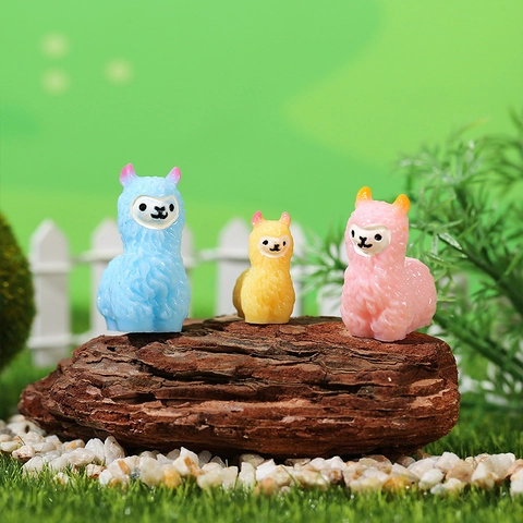 Miniature Alpaca Resin Figurine Llama Family Micro Landscape Garden Decor DIY Potted Plant Ornament Animal Craft Model