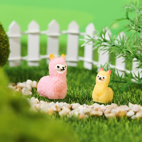 Miniature Alpaca Resin Figurine Llama Family Micro Landscape Garden Decor DIY Potted Plant Ornament Animal Craft Model