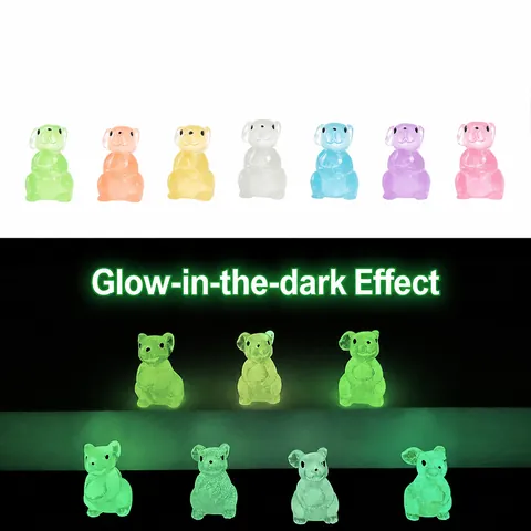 Luminous Resin Rabbit Ornaments Glow In The Dark Colorful Miniature Bunny Figurine For Micro Landscape Garden Decor Accessories