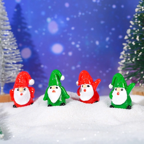Mini Christmas Gnomes Figurines Micro Landscape Decoration Santa Claus Resin Miniature Ornaments For DIY Garden Home Xmas Party Tabletop Decor