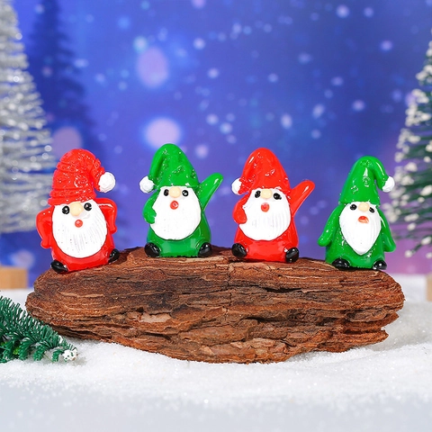 Mini Christmas Gnomes Figurines Micro Landscape Decoration Santa Claus Resin Miniature Ornaments For DIY Garden Home Xmas Party Tabletop Decor