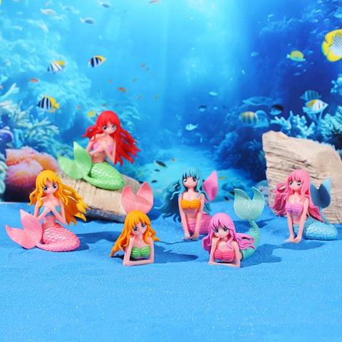 Ornamenti Creativi in PVC a Forma di Sirena Decorazione per Micro Paesaggio Succulente Acquario Scrivania Statuetta Anime