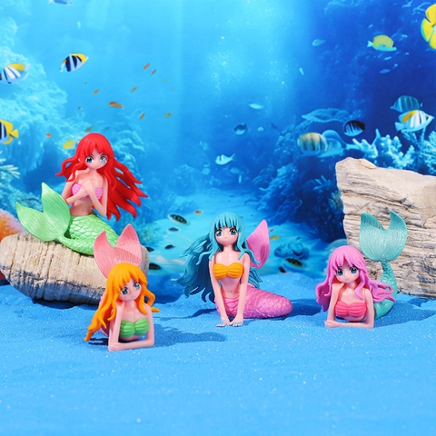 Ornamenti Creativi in PVC a Forma di Sirena Decorazione per Micro Paesaggio Succulente Acquario Scrivania Statuetta Anime
