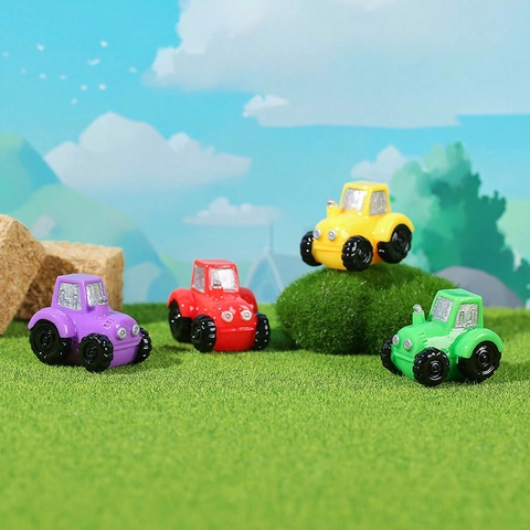 Miniature Resin Colorful Agricultural Tractor Ornament Micro Landscape Farm DIY Desktop Garden Decorative Figurine Accessory