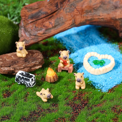 Mini Carpincho Micro Paisaje Adorno de Resina Linda Figurilla de Animal Para DIY Jardín de Hadas Musgo Terrario Escritorio Decoración del Hogar