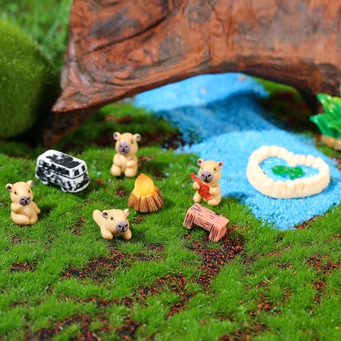 Mini Carpincho Micro Paisaje Adorno de Resina Linda Figurilla de Animal Para DIY Jardín de Hadas Musgo Terrario Escritorio Decoración del Hogar