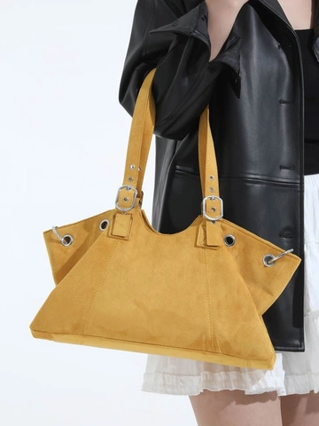 Grand Sac Cabas Vintage pour Femme PU Aspect Daim Sac à Épaule Avec Oeillets Métalliques Bandoulière Réglable Sac Trajet