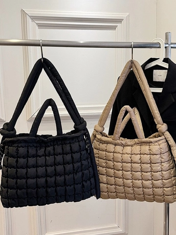 Borsa a Spalla Trapuntata da Donna Grande Capacità in Nylon Imbottita Borsa Tote Leggera a Bolle Plissettata Borsa a Tracolla Casual