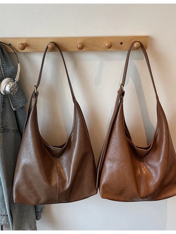 Borsa a Spalla Hobo da Donna in Pelle PU di Grande Capacità Con Tracolla Regolabile Vintage Casual Tote Crossbody