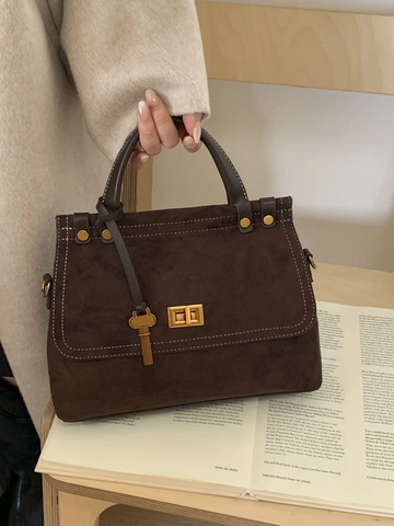 Minimalistische PU Leder Kleine Quadratische Tasche Für Damen Retro Frosted Kontrastnähte Henkeltasche Schulter Umhängetasche Mit Schlüsselanhänger Drehverschluss