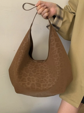 Borsa a Spalla Vintage con Stampa Leopardata Grande Capacità in Pelle Sintetica Hobo Tote per Donna Pendolare Quotidiana