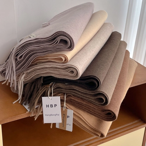 Women's Solid Color Scarf Winter Warm Imitation Cashmere Scarf With Tassel Simple Fashion Versatile Neck Warmer Shawl Long Scarf