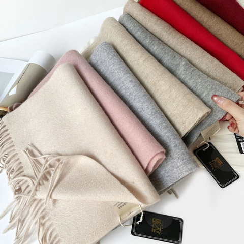 Elegant Australian Wool Scarf For Men Women Solid Color Long Warm Shawl With Tassels Soft Cozy Winter Pashmina Wrap Fashion