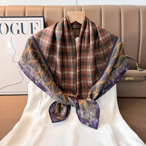 Vintage Satin Τετράγωνο Μαντήλι με Λουλούδια Paisley για Γυναίκες Διπλής Όψεως Ψαροκόκαλο Εκτύπωση Σάλι Ρετρό Ethnic Μοτίβο Κομψό Μαντήλι Λαιμού