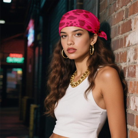 Mode Leopardenmuster Satin Quadratischer Schal Für Damen Y2K Rosarot Bandana Multifunktionales Kopftuch Haar Schal Modeaccessoire