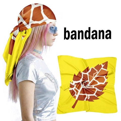 Giraffe Print Leaf Pattern Satin Square Scarf Elegant Hair Bandanna Neck Head Wrap For Women Fashion Daily Accessory