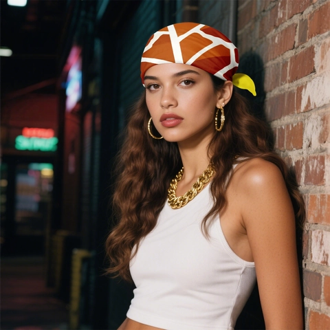 Giraffe Print Leaf Pattern Satin Square Scarf Elegant Hair Bandanna Neck Head Wrap For Women Fashion Daily Accessory