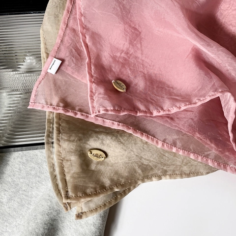 Women Solid Color Organza Silk Scarf Lightweight Breathable Square Scarf Fashion Korean Style Minimalist Headband Bandana For Daily Accessory
