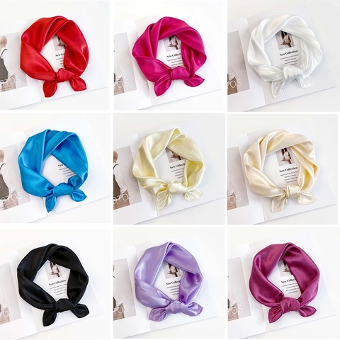 Eleganter Satin Einfarbig Quadratischer Schal Für Damen Weich Glänzend Bandana Hals Kopf Dekoration Büro Alltag Mode Accessoire