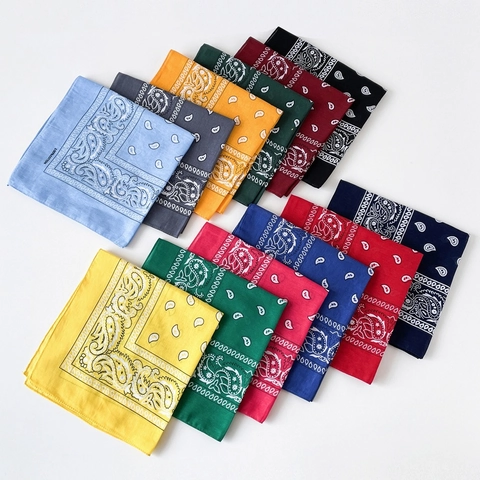 Bandana Paisley Unisexe en Coton Écharpe Carrée pour Foulard Poignet Hip Hop Streetwear Mode Imprimé Écharpe Bandeau