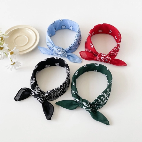 Bandana Paisley Unisexe en Coton Écharpe Carrée pour Foulard Poignet Hip Hop Streetwear Mode Imprimé Écharpe Bandeau