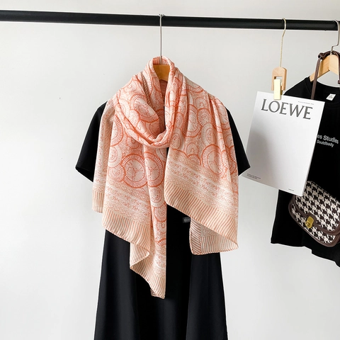Women Vintage Geometric Mandala Print Scarf Soft Thin Polyester Shawl Wrap Fashion Versatile Commute Long Scarf For All Seasons