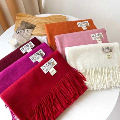 Solid Color Cashmere-like Scarf With Tassels Soft Warm Winter Shawl Wrap For Women Elegant Fashion Scarf For Daily Wear