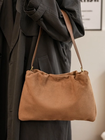 Bolso de Hombro Retro para Mujer Gran Capacidad Cuir PU Esmerilado Plisado Forma de Nube Bolso de Moda Versátil Tote