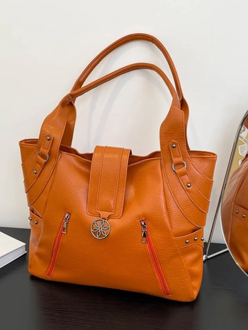 Borsa Tote da Donna in Pelle PU Grande Capacità Borsa a Spalla Multifunzionale Con Cerniera Rivetti Ciondolo a Fiore