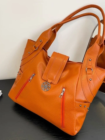 Borsa Tote da Donna in Pelle PU Grande Capacità Borsa a Spalla Multifunzionale Con Cerniera Rivetti Ciondolo a Fiore