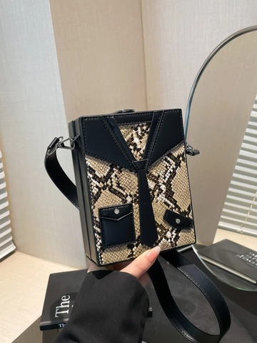 Creative Tuxedo Suit Design Box Shoulder Bag Women PU Leather Snake Zebra Pattern Mini Crossbody Bag Fashion Trendy Purse