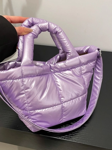 Women Quilted Puffer Shoulder Bag Large Capacity Metallic Gloss Oxford Cloth Tote Bag Fashion Padded Underarm Bag Casual Handbag