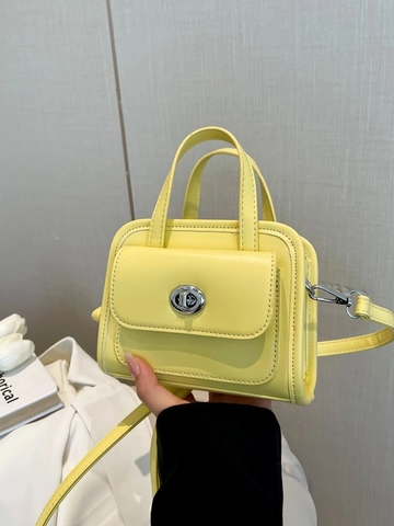 Borsa a Spalla da Donna in Pelle PU Minimalista Urbana Chiusura Girevole in Metallo Mini Borsa a Mano Moda Tracolla