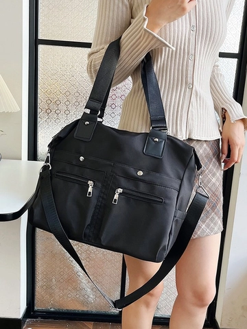 Damen Große Kapazität Nylon Tragetasche Lässig Einfarbig Mehrere Taschen Umhängetasche Funktionale Reisetasche Alltag