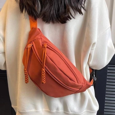 Dames Lichtgewicht Nylon Oxford Doek Borsttas Eenvoudig Casual Crossbody Heuptas Effen Kleur Outdoor Reizen Heuptasje
