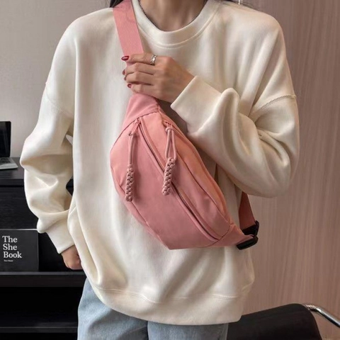 Dames Lichtgewicht Nylon Oxford Doek Borsttas Eenvoudig Casual Crossbody Heuptas Effen Kleur Outdoor Reizen Heuptasje
