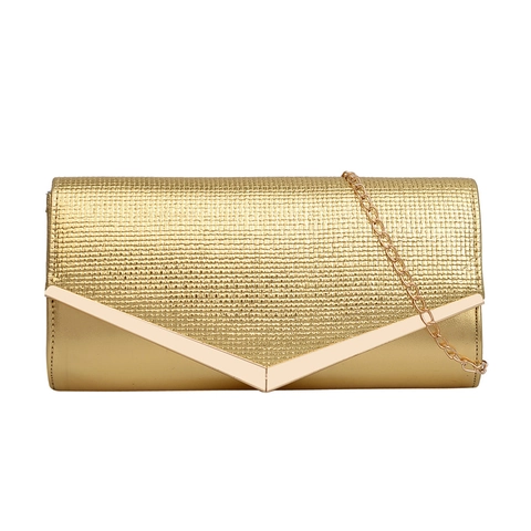Elegante Borsa da Sera Intrecciata da Donna Con Paillettes Glitter Clutch a Busta Con Bordo in Metallo a V e Tracolla a Catena per Matrimoni