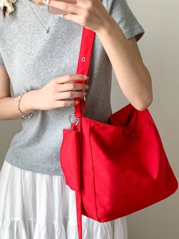 Women's Large Capacity Canvas Shoulder Bag Korean Style Solid Color Hobo Tote Bag With Small Pouch Casual Shopping Bag