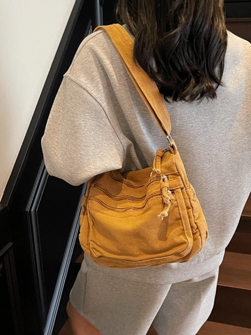 Borsa a Tracolla Vintage in Tela Multitasche Grande Capacità Casual Borsa da Spalla per Donna Urbano Minimalista Borsa da Viaggio