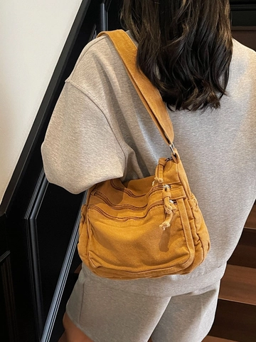 Borsa a Tracolla Vintage in Tela Multitasche Grande Capacità Casual Borsa da Spalla per Donna Urbano Minimalista Borsa da Viaggio