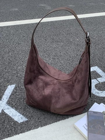 Borsa a Spalla Hobo in Pelle PU con Texture Scamosciata Grande Capacità per Donna Borsa Tote Vintage con Tracolla Regolabile