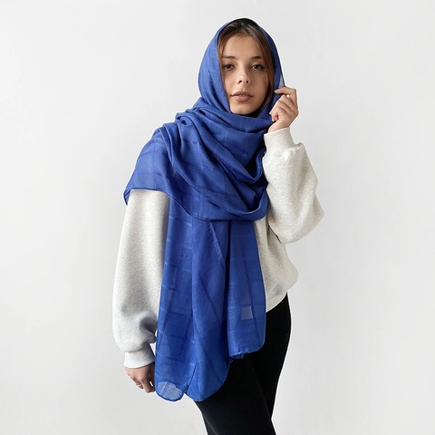 Damen Leichter Polyester Gittermuster Schal Großer Schal Atmungsaktiver Hidschab Für Den Täglichen Urlaub Elegante Einfarbige Wickeltücher