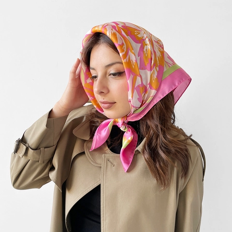 Damen Satin Quadratisch Seidenschal Paisley Leopardenmuster Kopftuch Elegant Französisch Retro Bandana Für Reise Täglich Haarschmuck