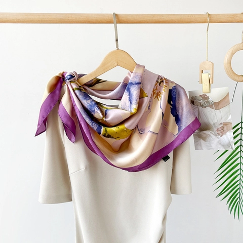 Dames Elegante Satin Bedrukte Vierkante Sjaal Retro Bloemen Paisley Zebra Luipaard Patroon Grote Haar Bandana Halssjaal Wrap